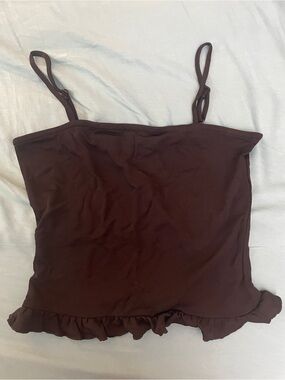 NWOT Express Black Spaghetti Strap Ruffle Hem Women Tank S Small